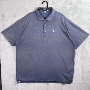 Peter Millar Golf Polo Striped Men's XXL Blue 100% Cotton Stretch Comfort